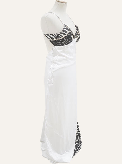 Tasos Mitropoulos Zebra & Lace Cabochon Bustier Gown