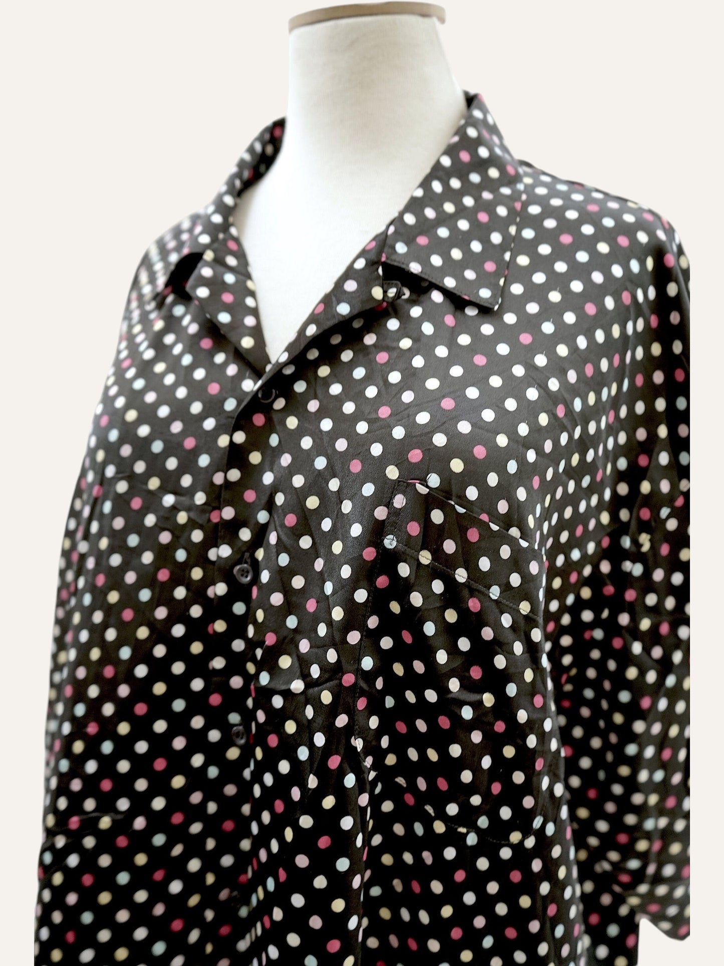 Vintage Satin Polka Dot Shirt