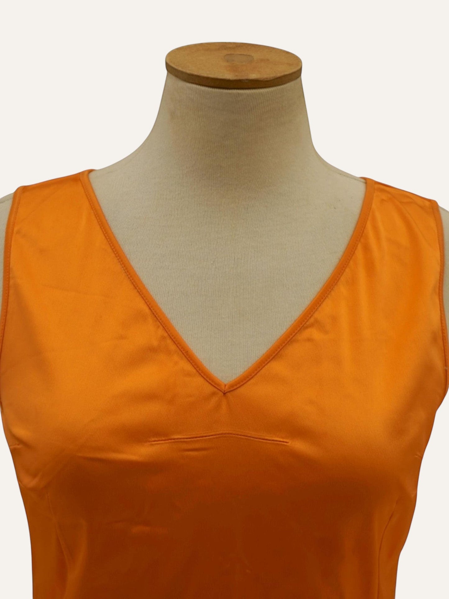 Dolce & Gabbana Satin V-Neck Slip Dress in Tangerine