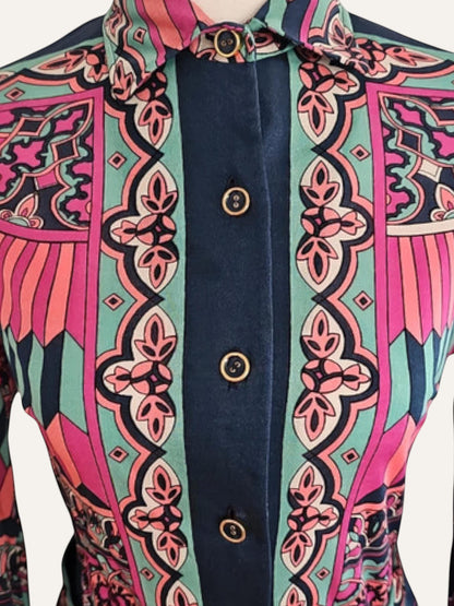 Emilia Bellini Archival Pure Silk Psychedelic Print Shirt