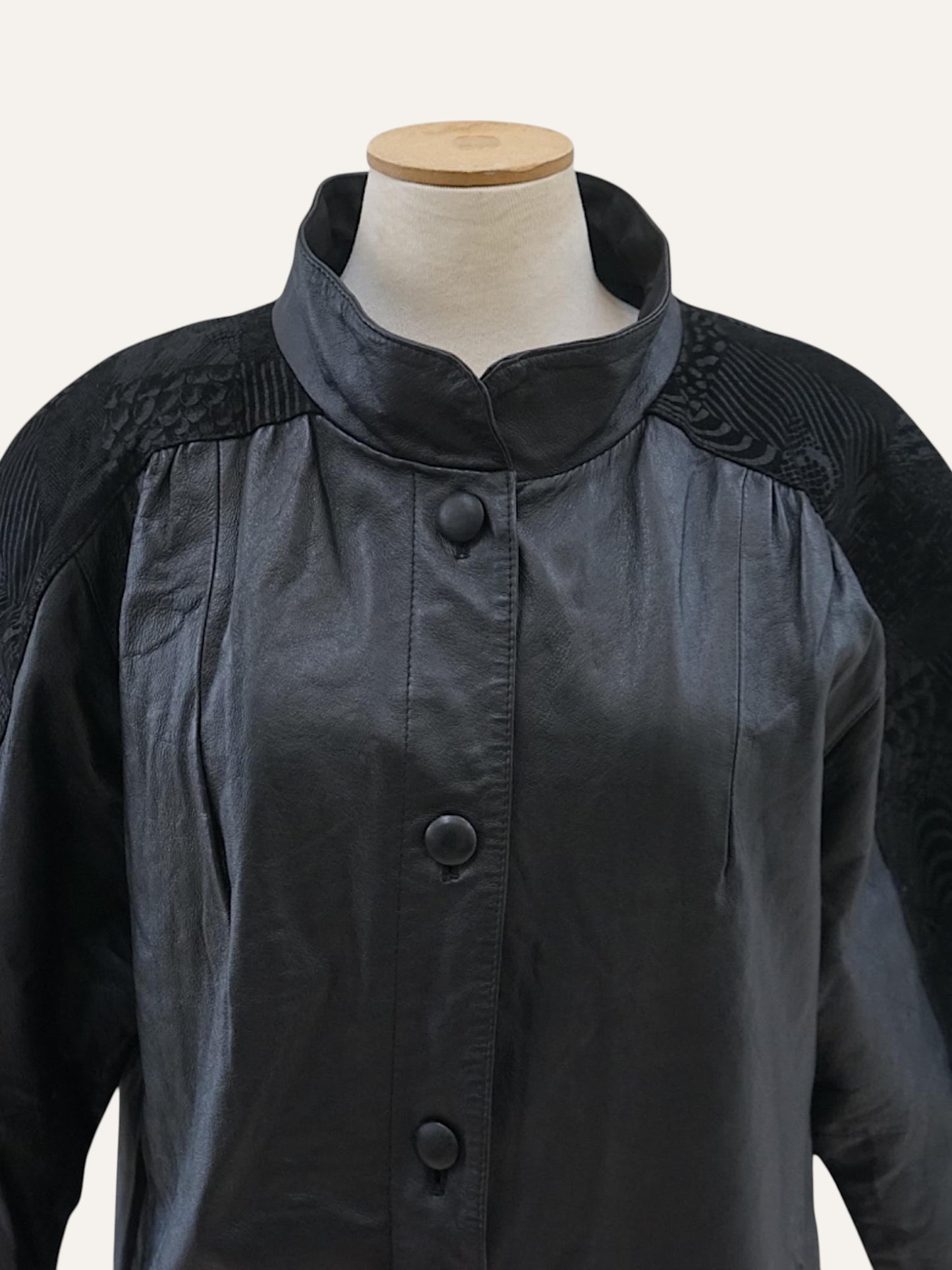 Echtes Leder Leather & Jacquard Maxi Coat