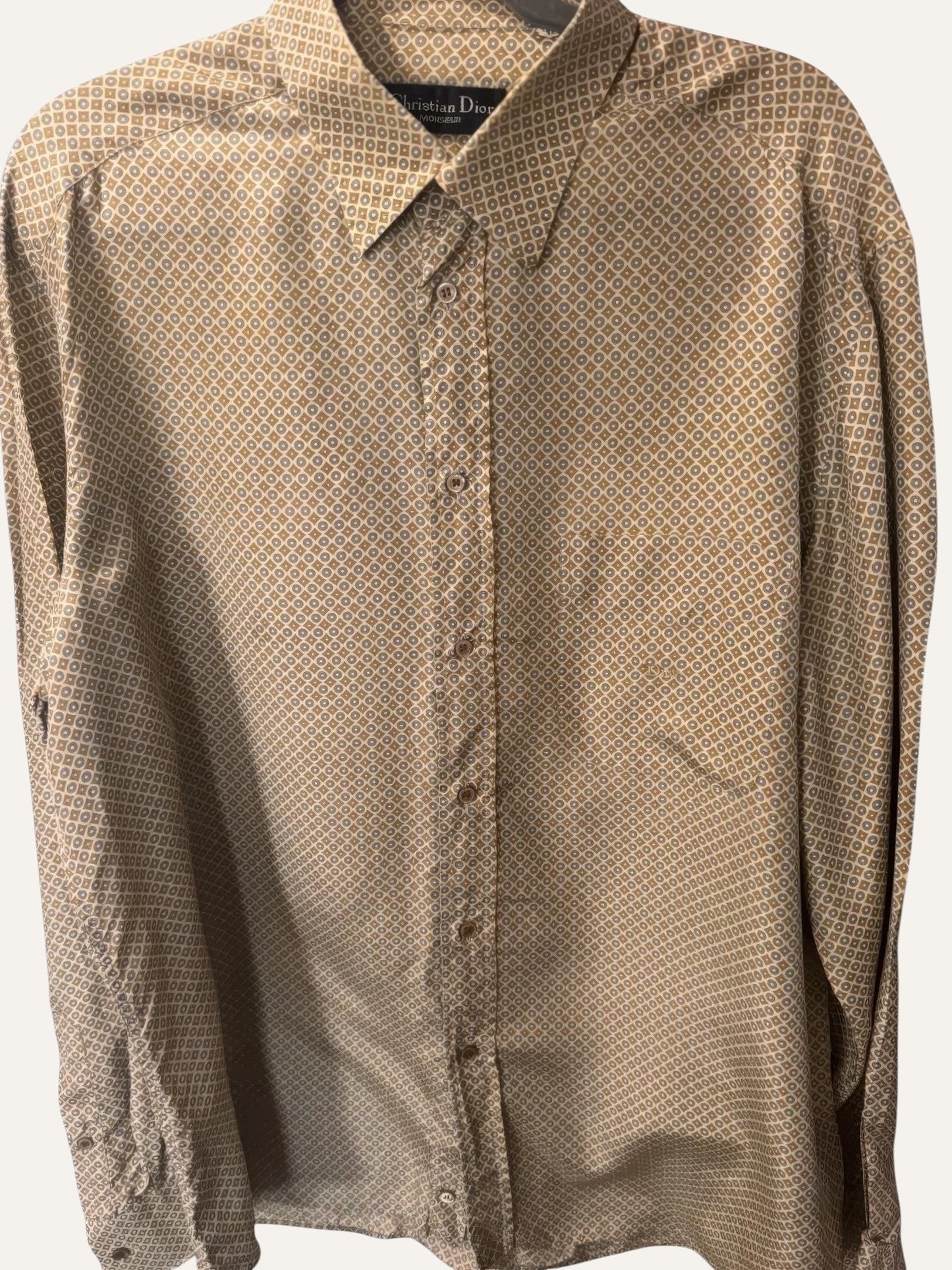 Christian Dior Monsieur Pure Silk Geometric Print Shirt