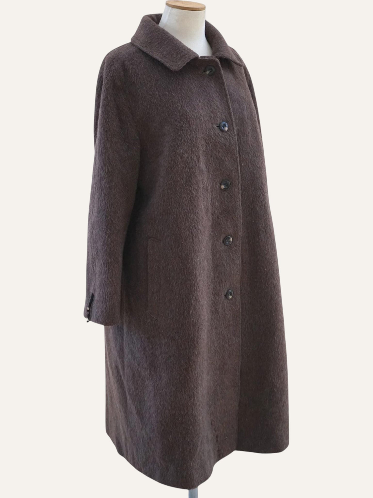 Llama Single-Breasted Maxi Coat in Mocha