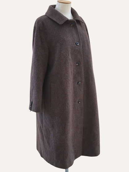 Llama Single-Breasted Maxi Coat in Mocha