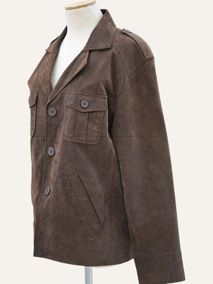 Pig Suede Western Moto Jacket in Tobacco