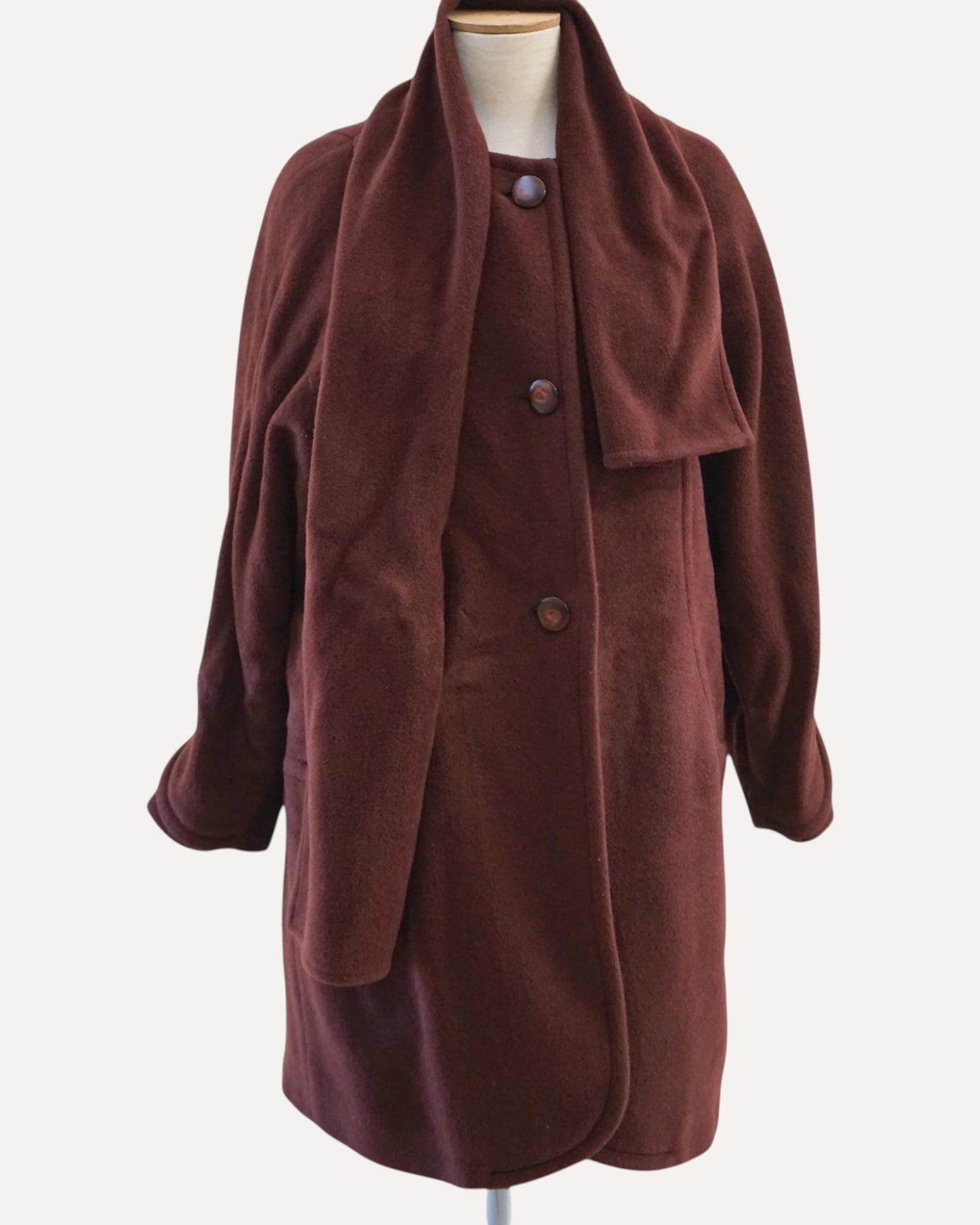 Donna Enrica Mohair & Wool Scarf-Collar Coat