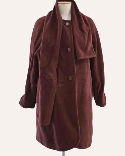 Donna Enrica Mohair & Wool Scarf-Collar Coat