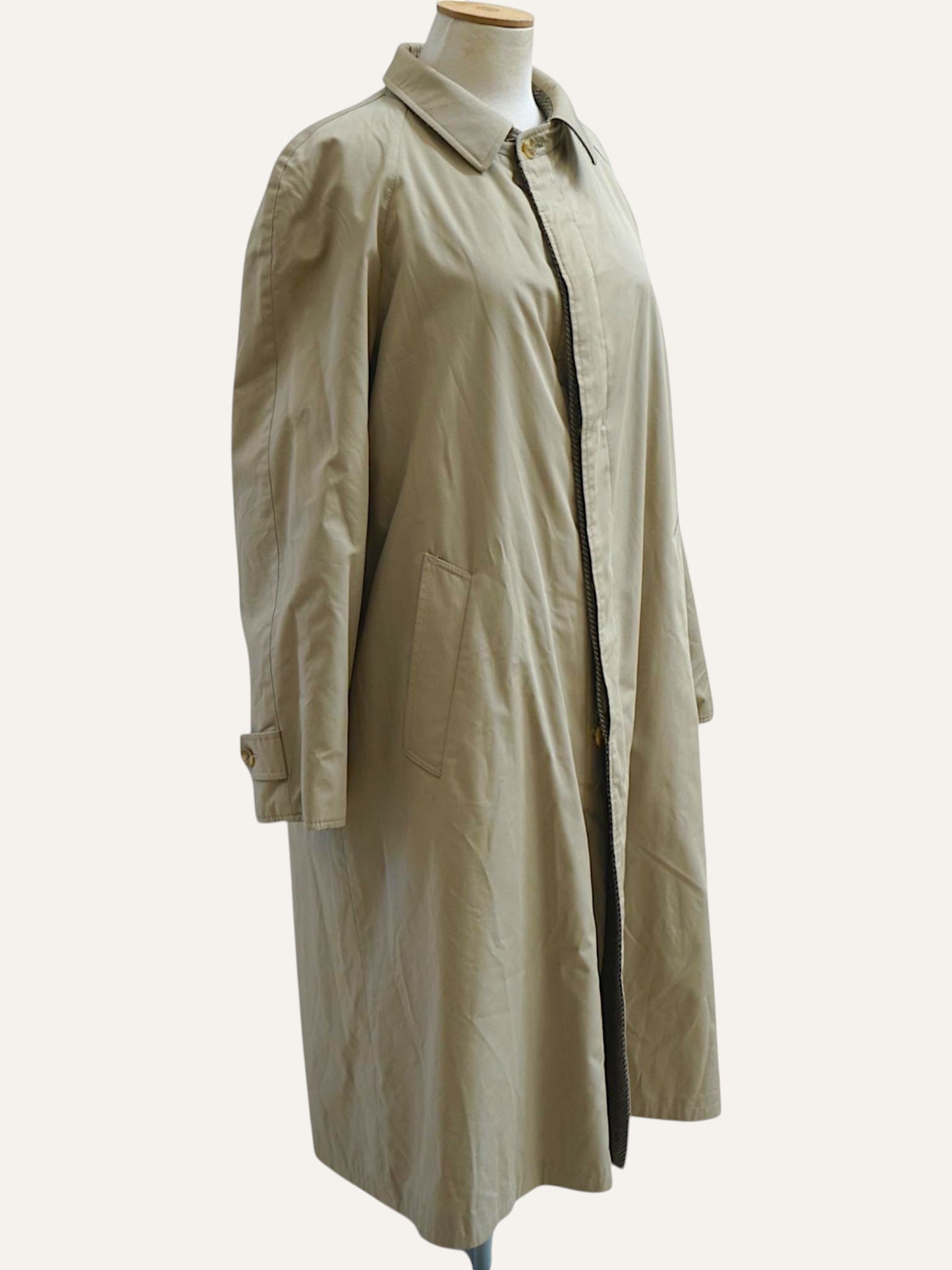 Reversible Herringbone & Beige Wool Maxi Coat