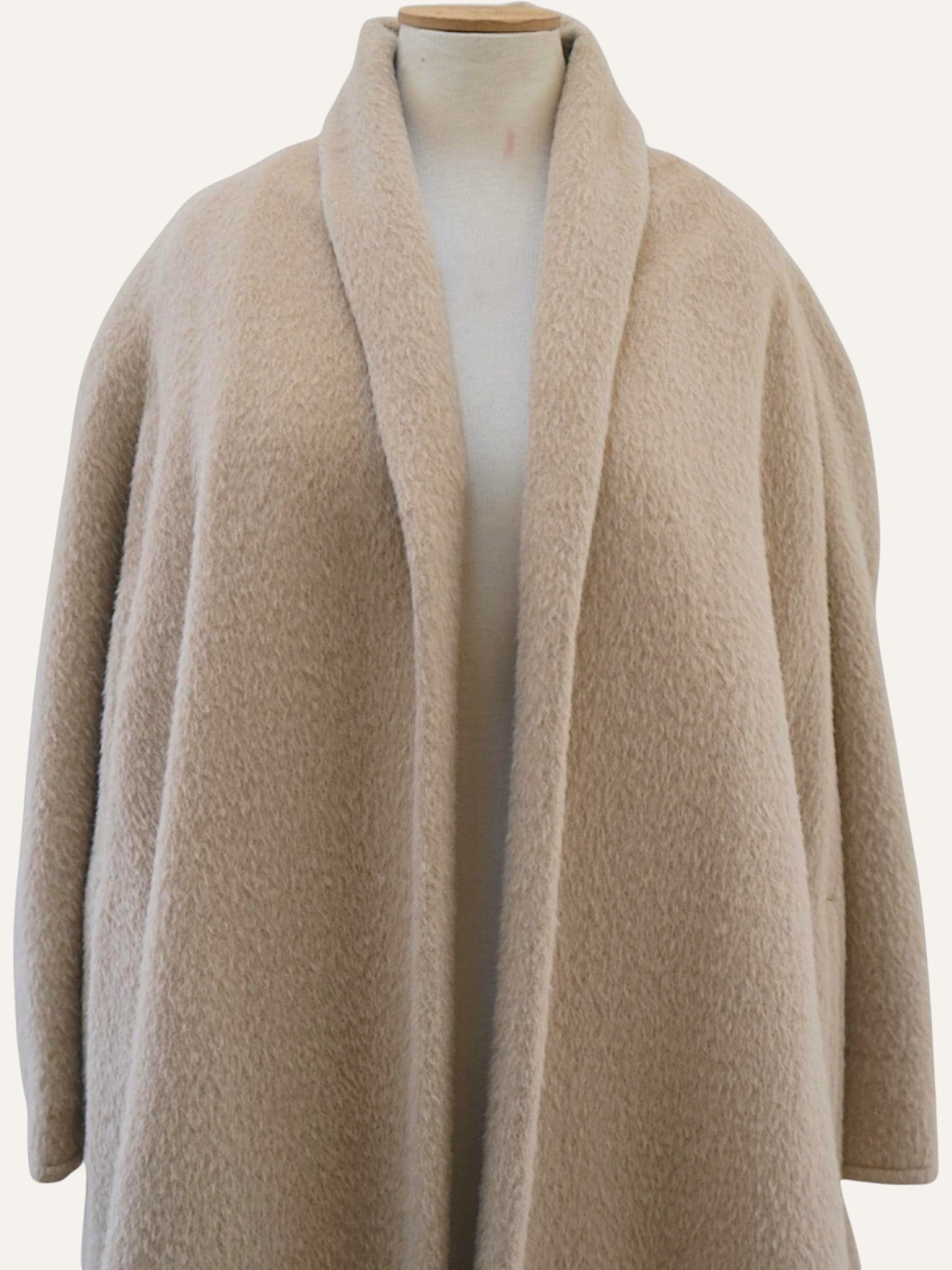 Minimalist alpaca overcoat, side view