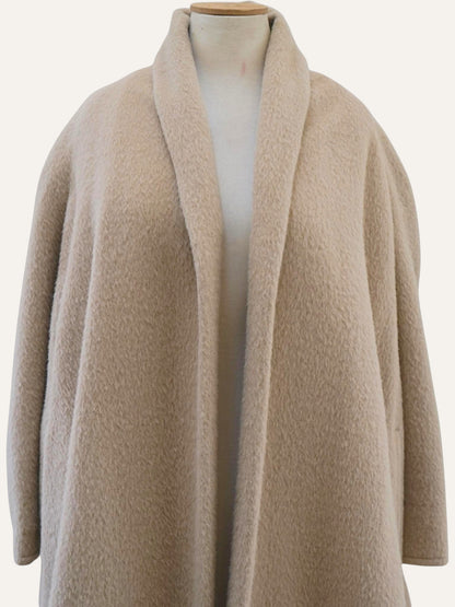 Minimalist alpaca overcoat, side view