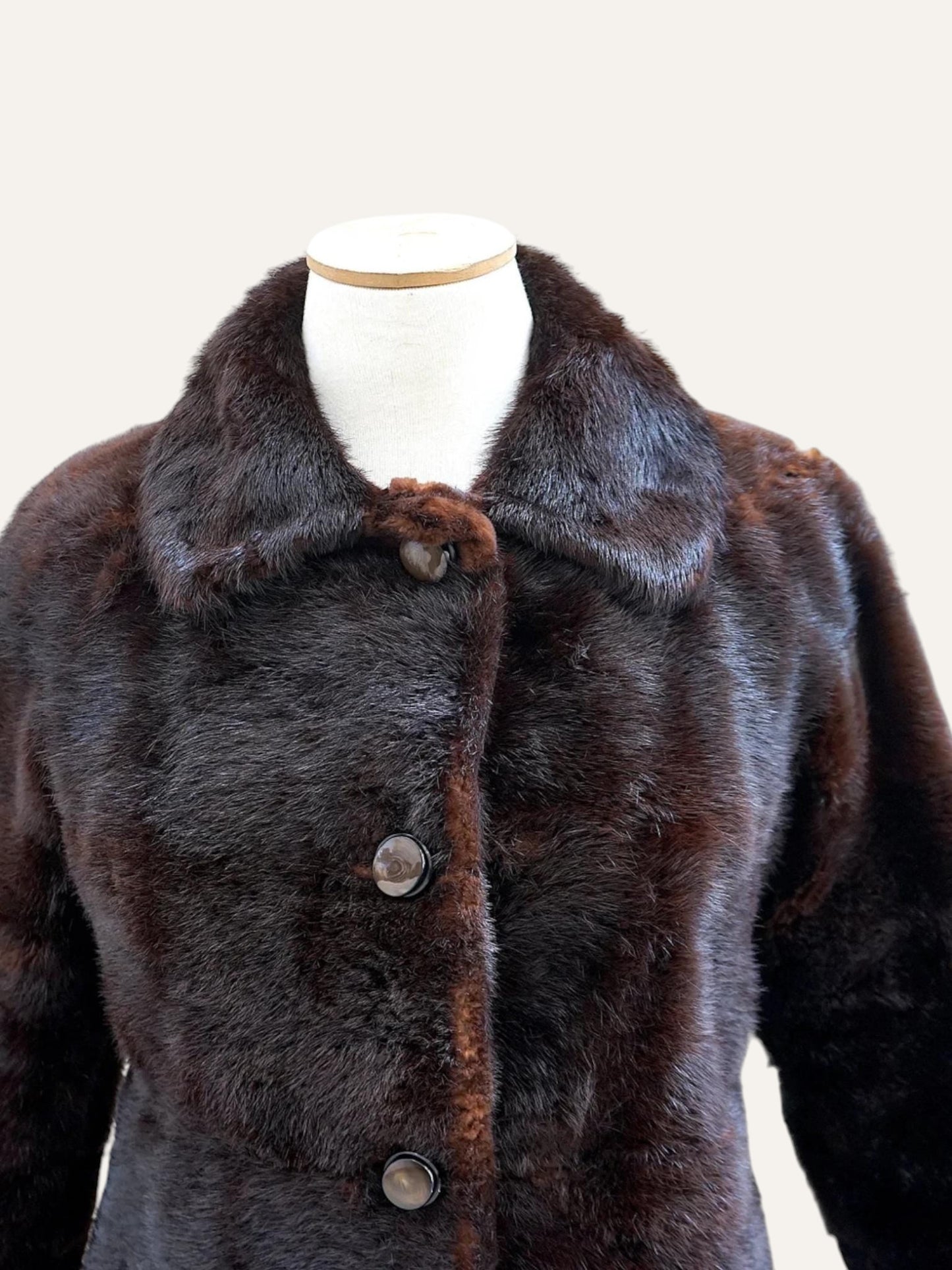Monogrammed Real Fur Princess Coat in Espresso