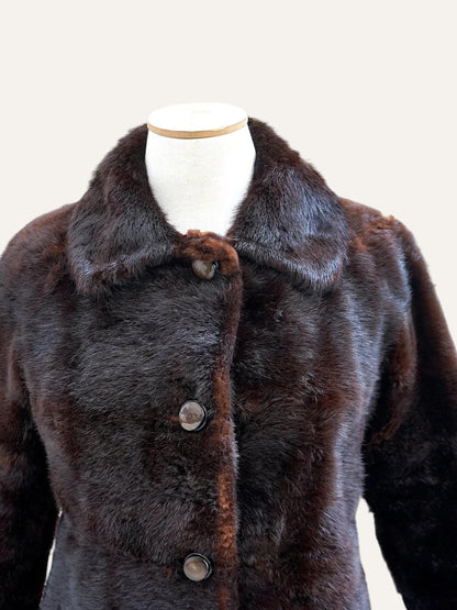 Monogrammed Real Fur Princess Coat in Espresso