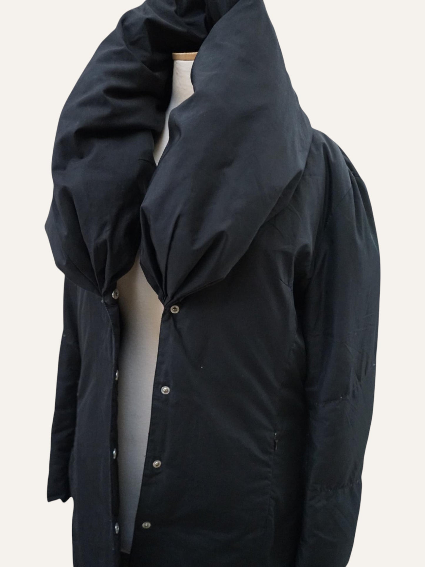 Sculptural Cowl-Neck Down Coat
