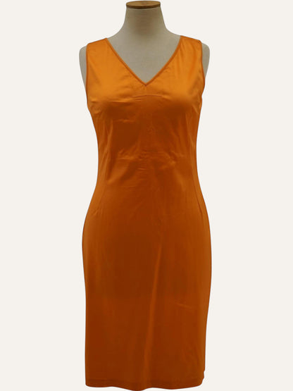 Dolce & Gabbana Satin V-Neck Slip Dress in Tangerine