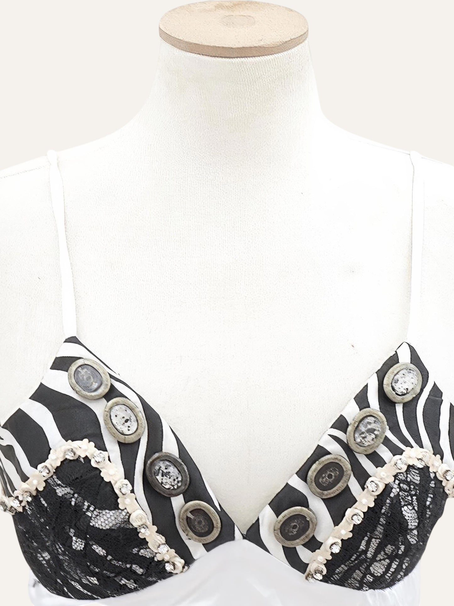 Tasos Mitropoulos Zebra & Lace Cabochon Bustier Gown