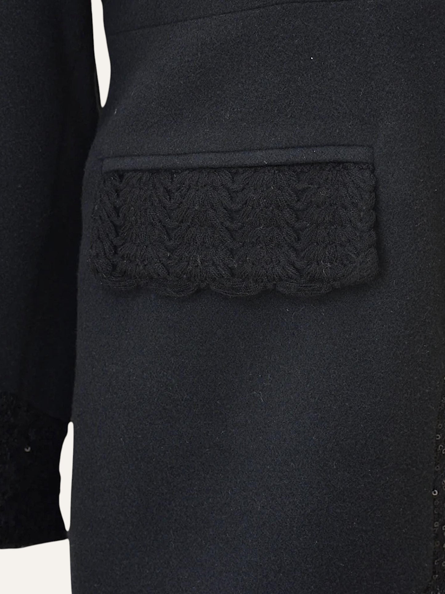 Sequin Lapel & Cuff Detail Coat