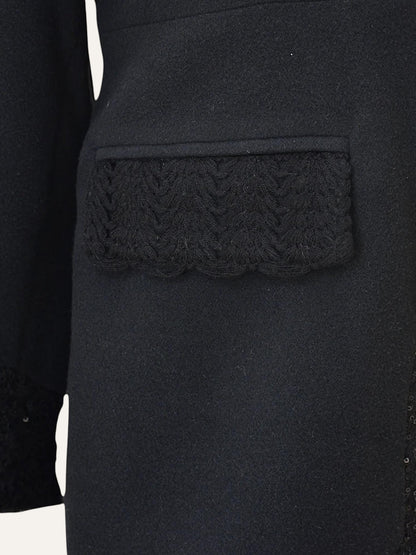 Sequin Lapel & Cuff Detail Coat