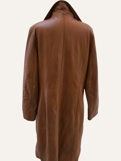 Vera Pella Leather Coat in Cognac