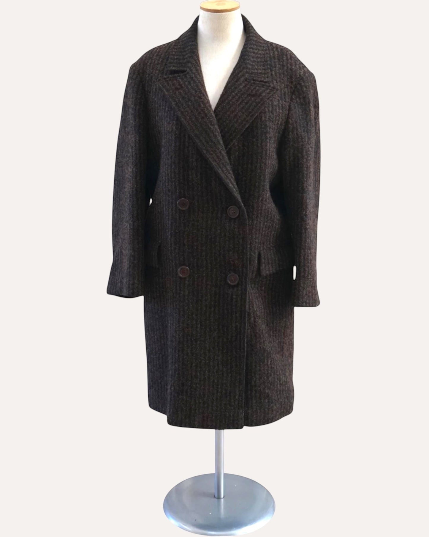 Tandini Ribbed Stripe Wool Coat