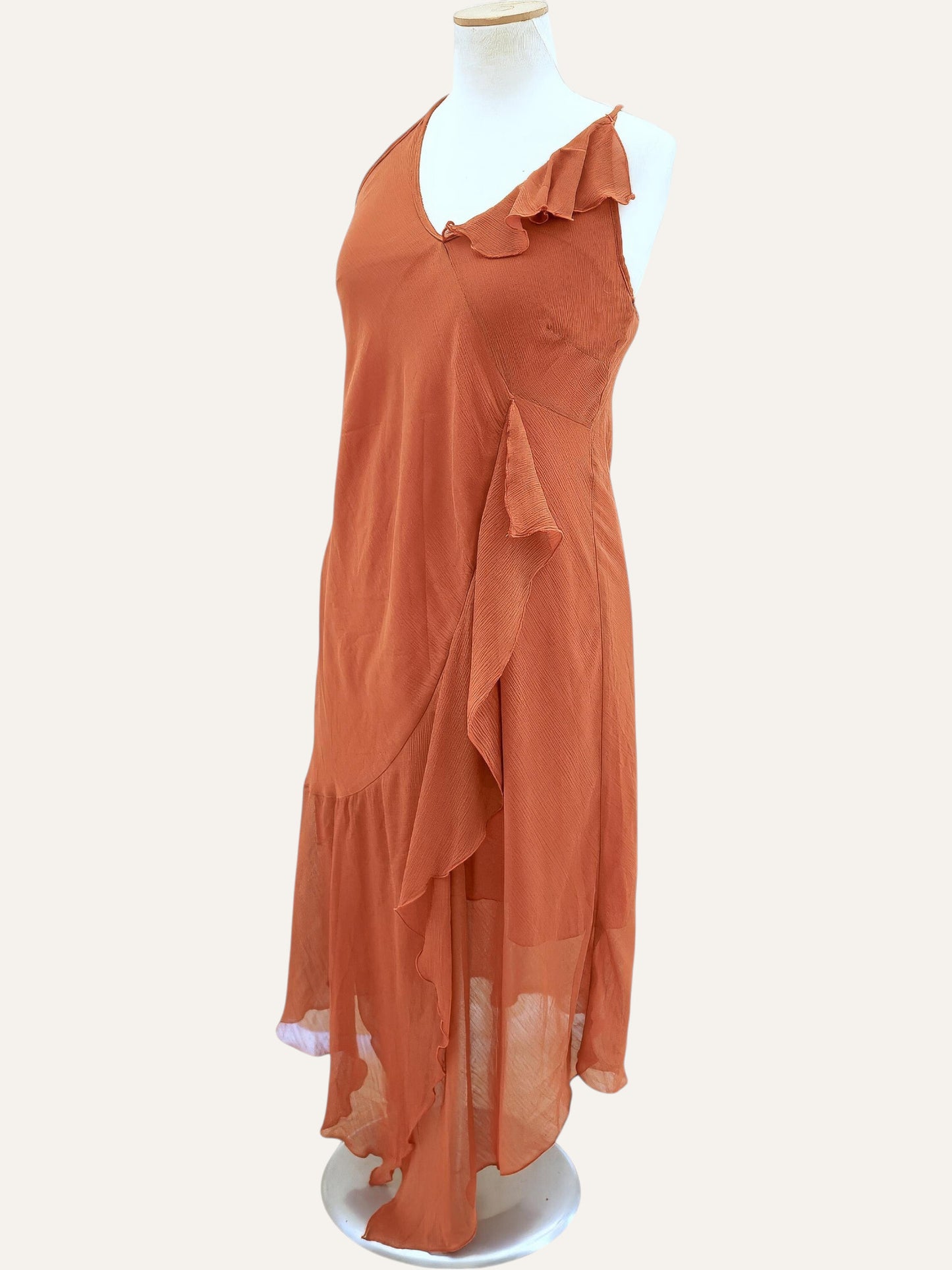 Sandro Ferrone Asymmetric Dress in Terracotta