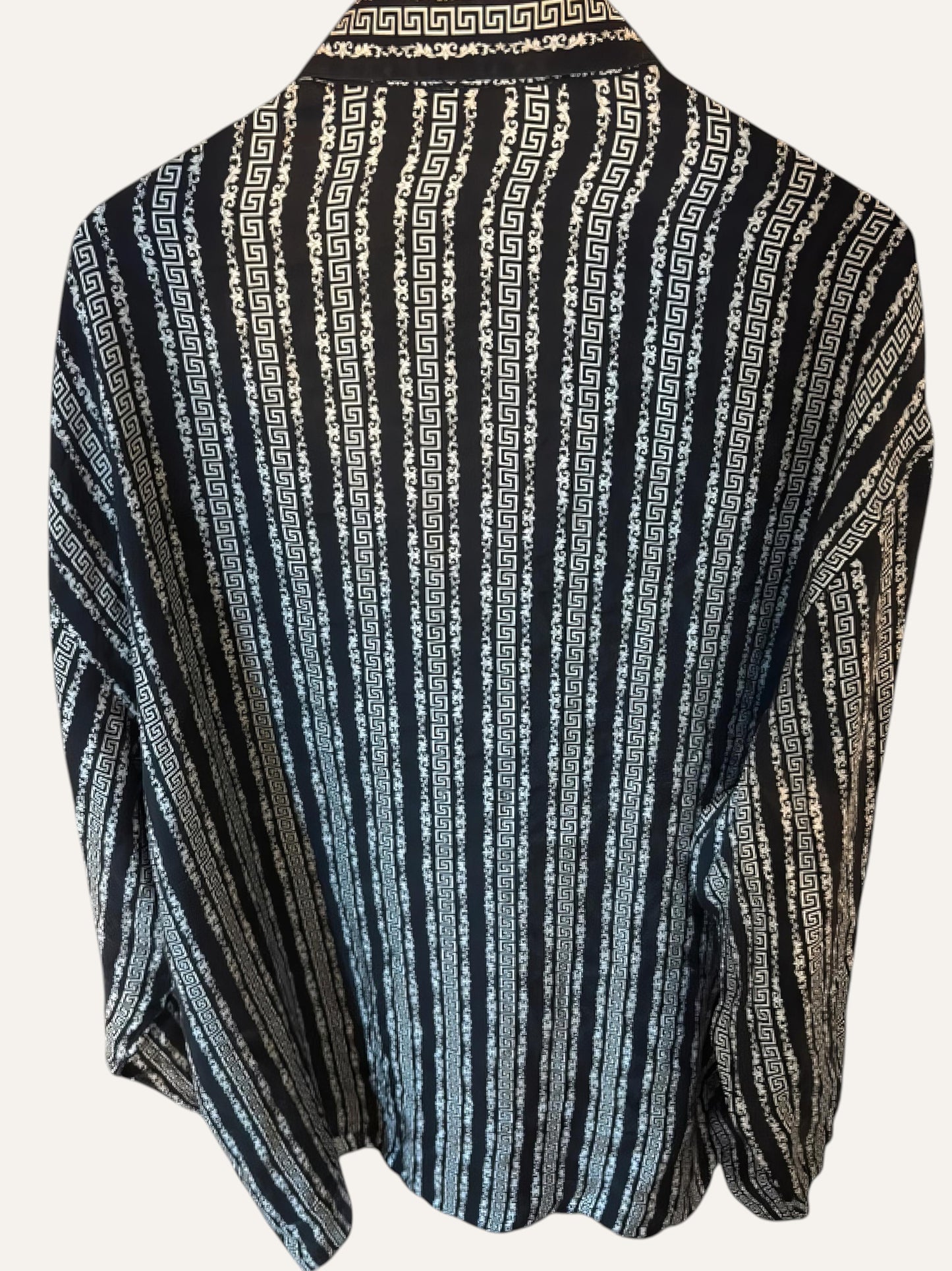 Versace Classic V2 Pure Silk Greek Key Stripe Shirt