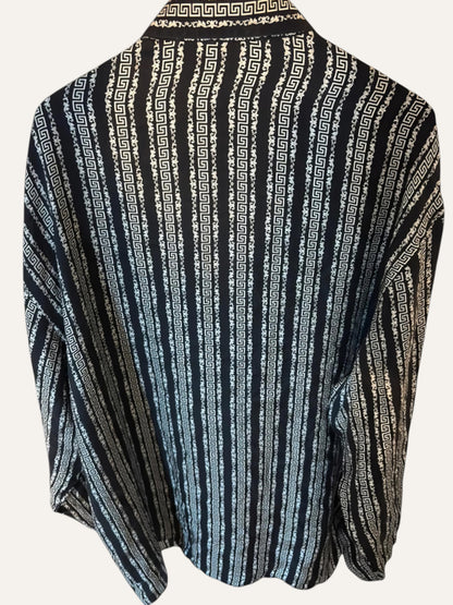Versace Classic V2 Pure Silk Greek Key Stripe Shirt