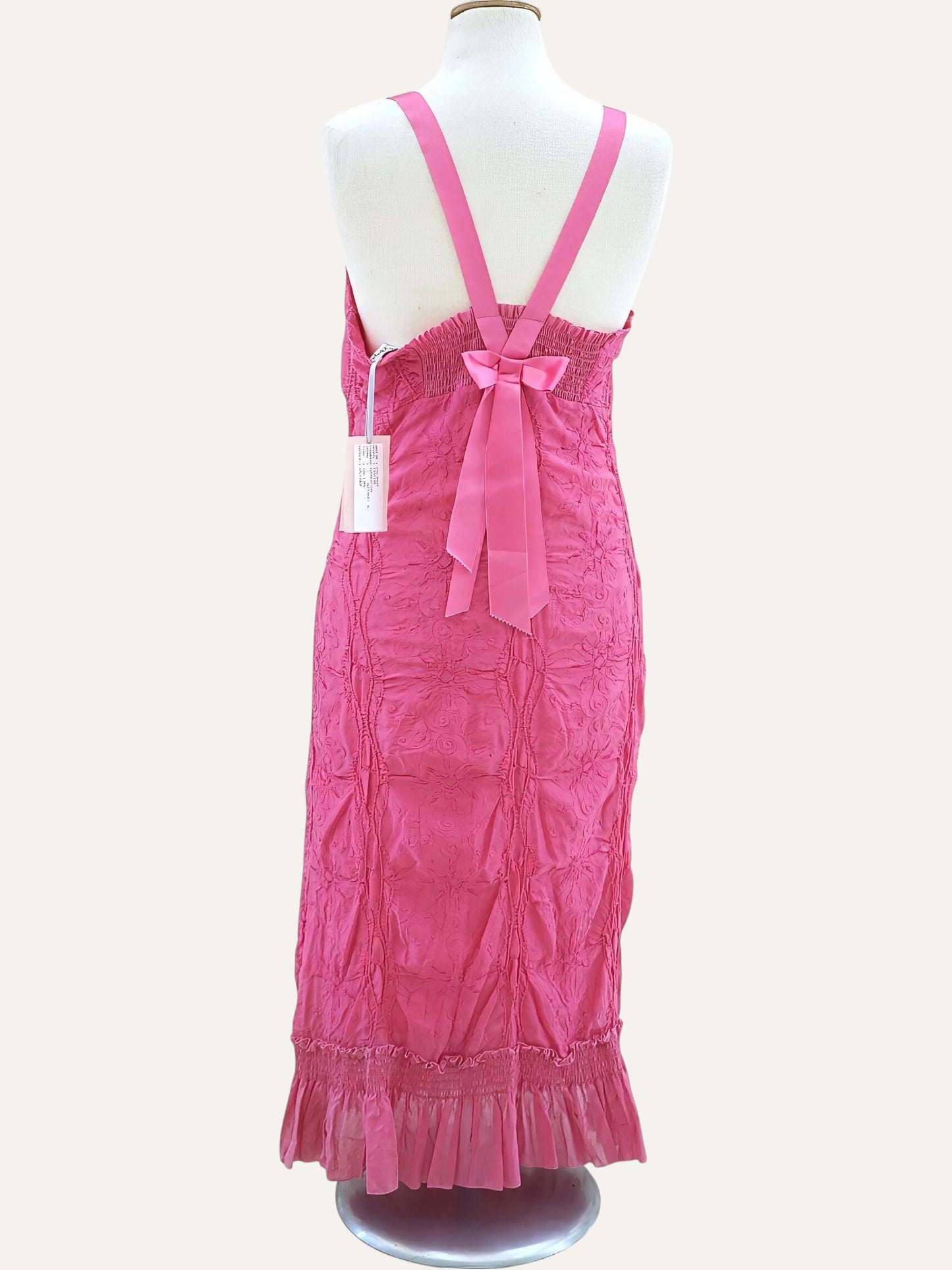 Crinkle Cotton Bustier Midi Dress