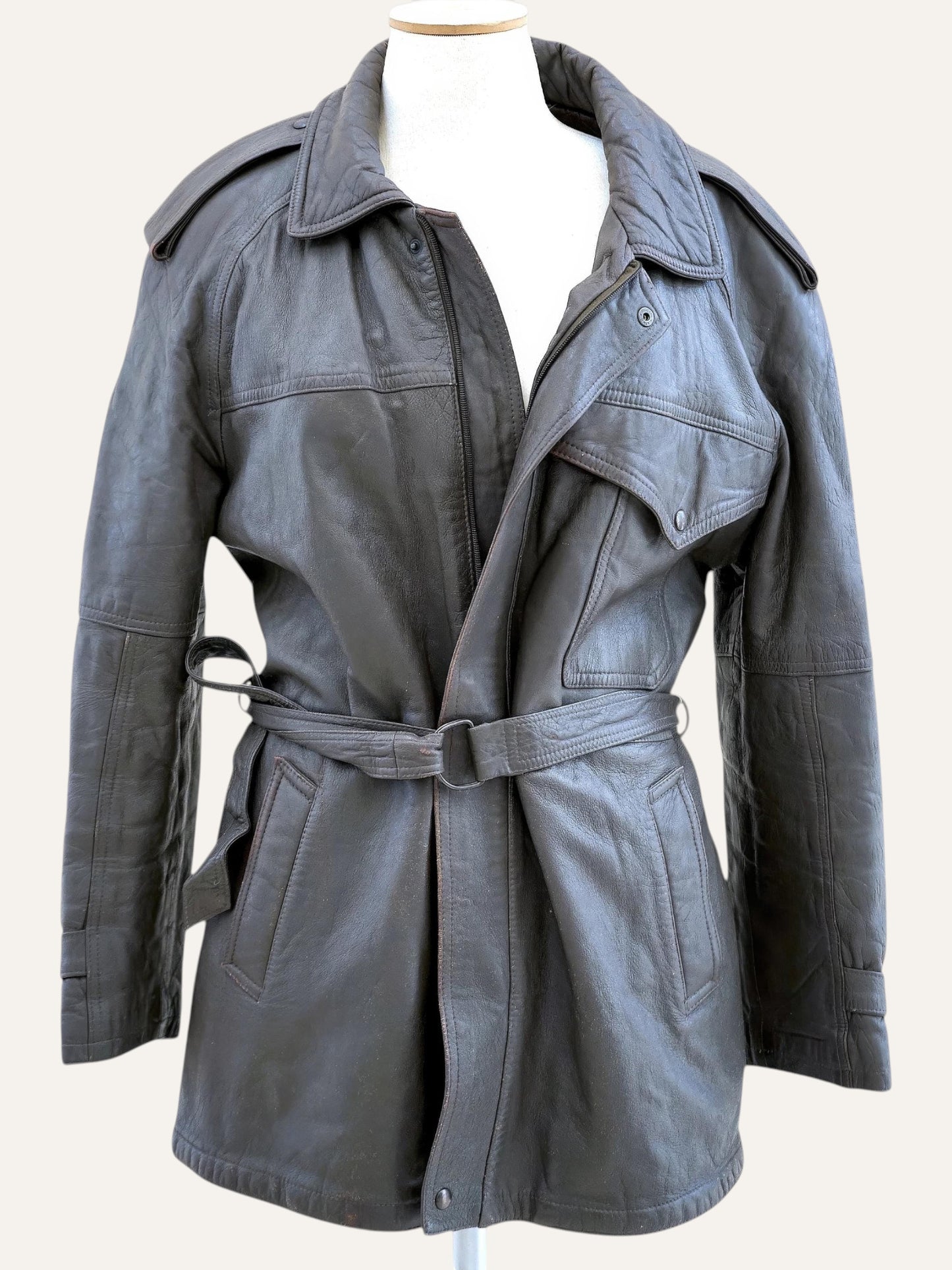 Indios Creazioni Belted Leather Jacket