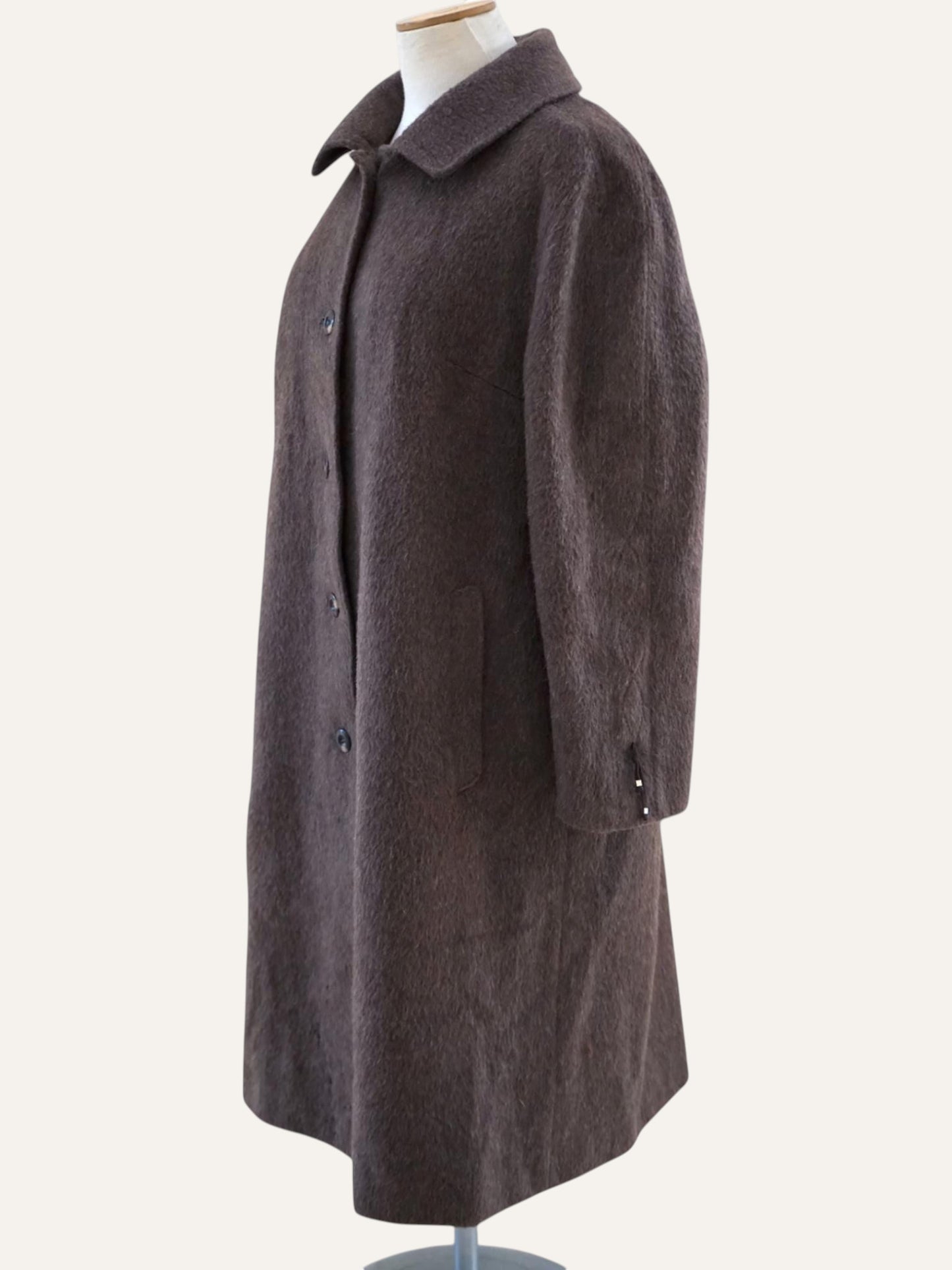 Llama Single-Breasted Maxi Coat in Mocha