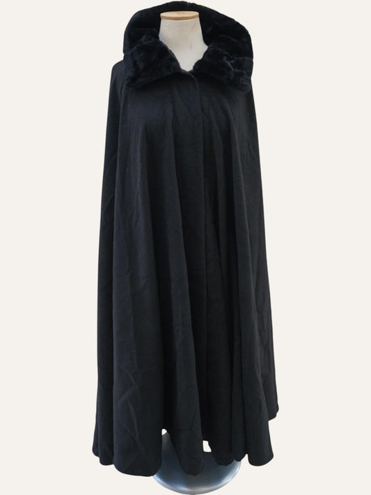 Wool Faux Fur Collar Cape Coat