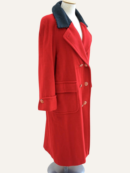 Double Breasted Passion Red Wool Coat