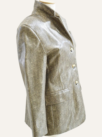 Granite Lacquered Herringbone Blazer