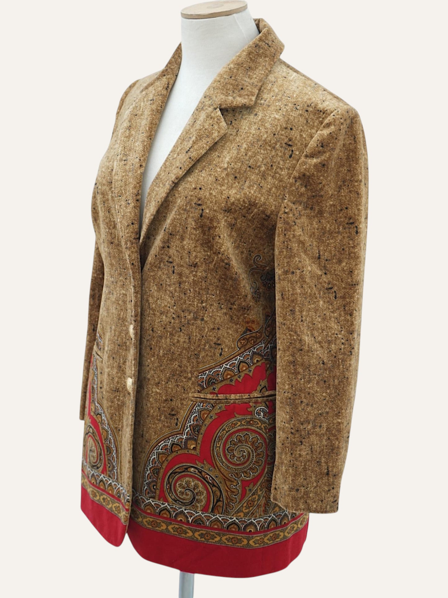 Elégance Paris Velvet Paisley-Hem Blazer