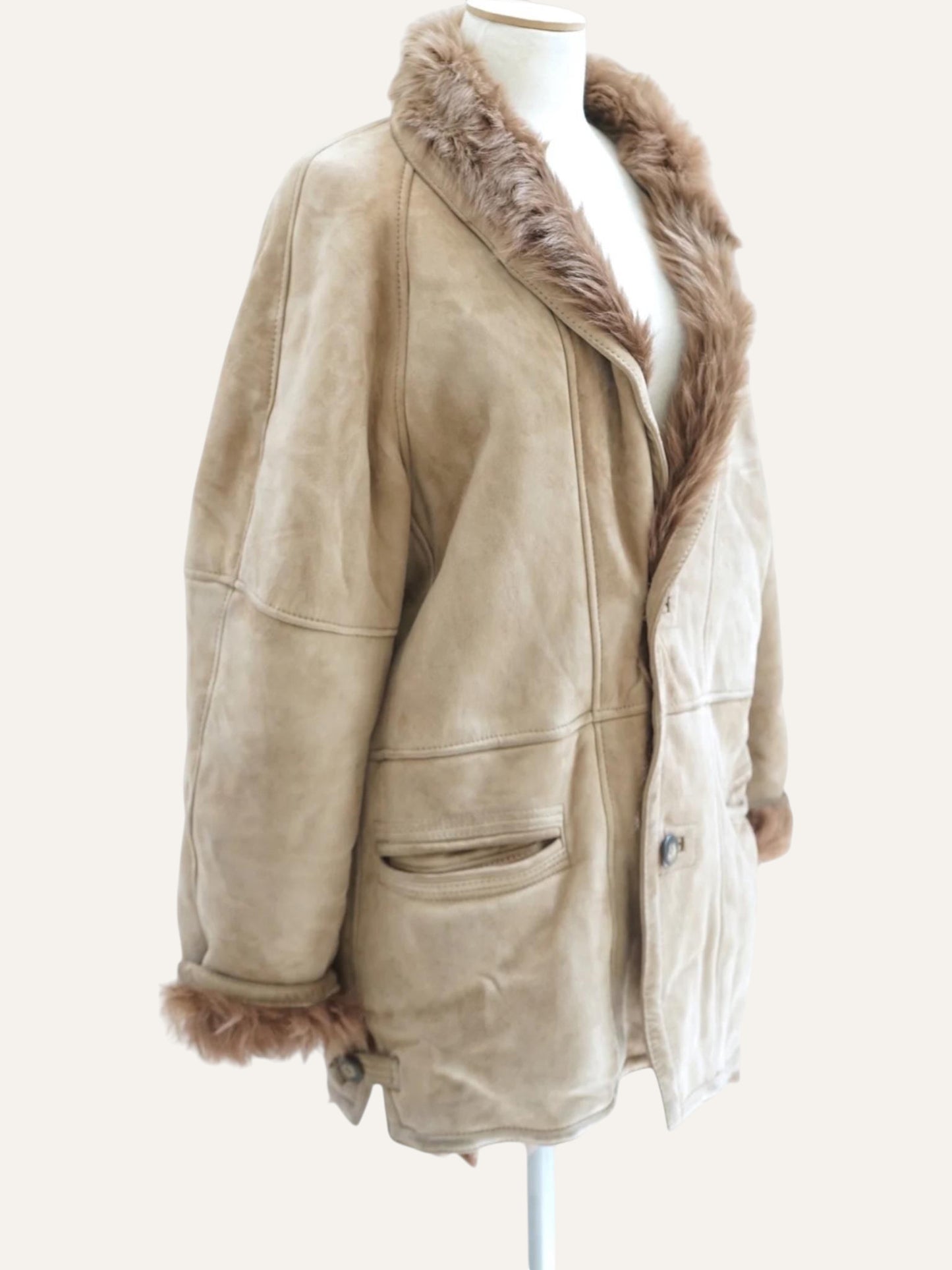 Shearling Coat with High Neck Closure
