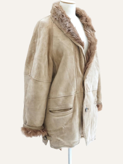 Shearling Coat with High Neck Closure