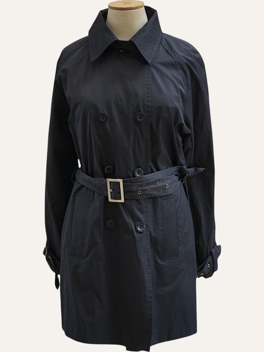 Carla Ferroni Double-Breasted Belted Trench Coat in Midnight