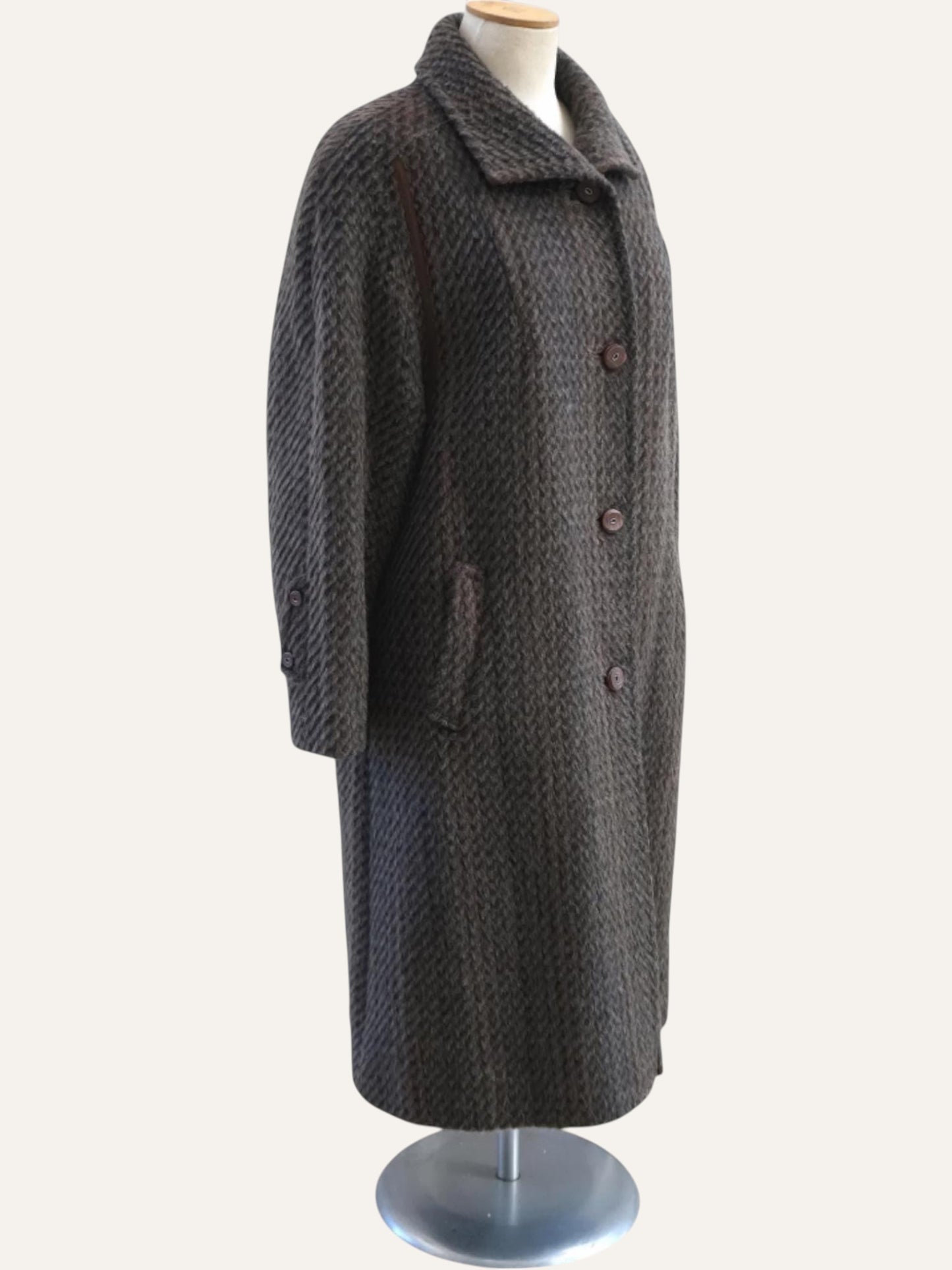 Llama Wool Basket-Weave Coat
