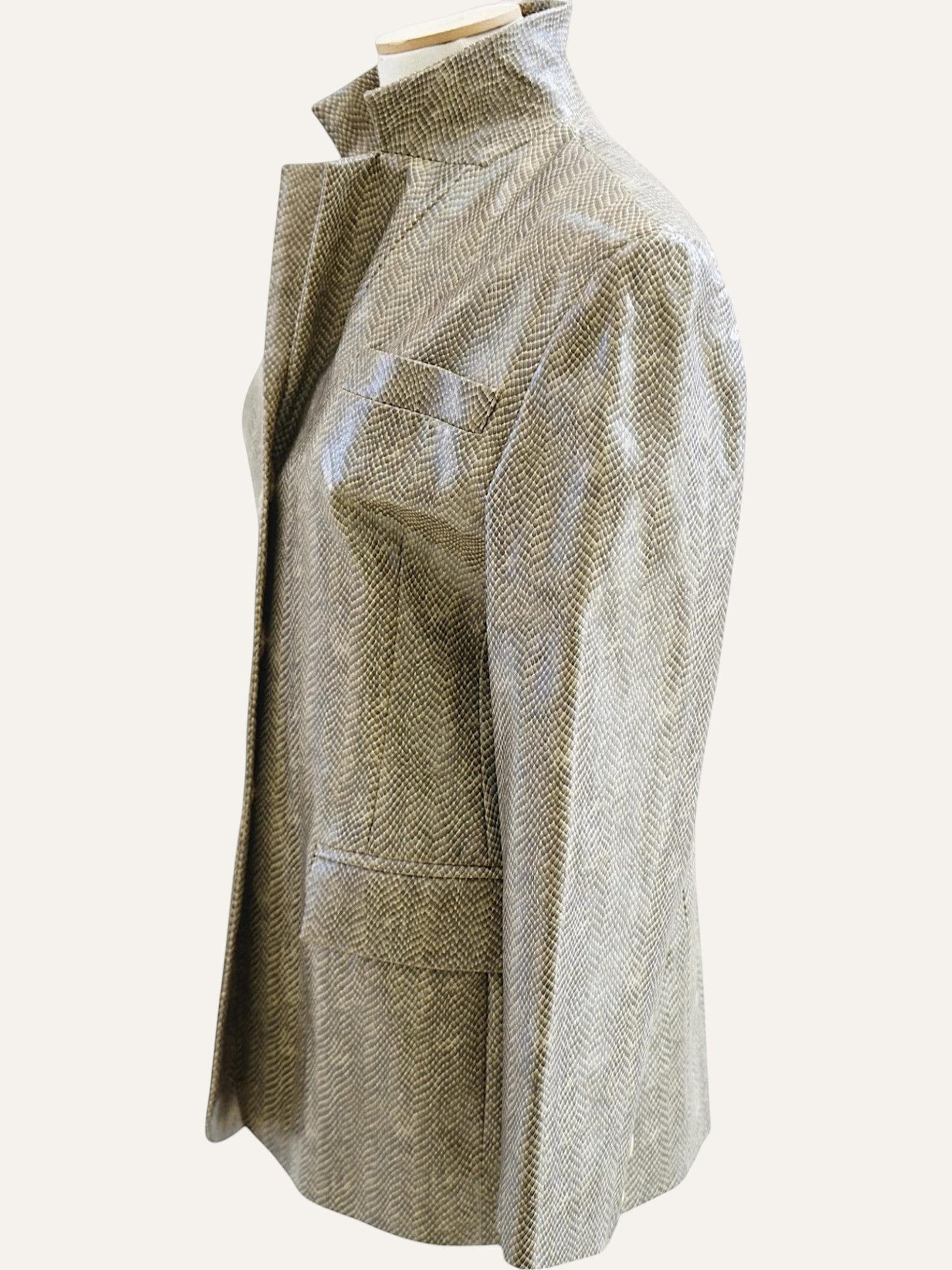 Granite Lacquered Herringbone Blazer