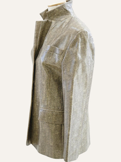 Granite Lacquered Herringbone Blazer