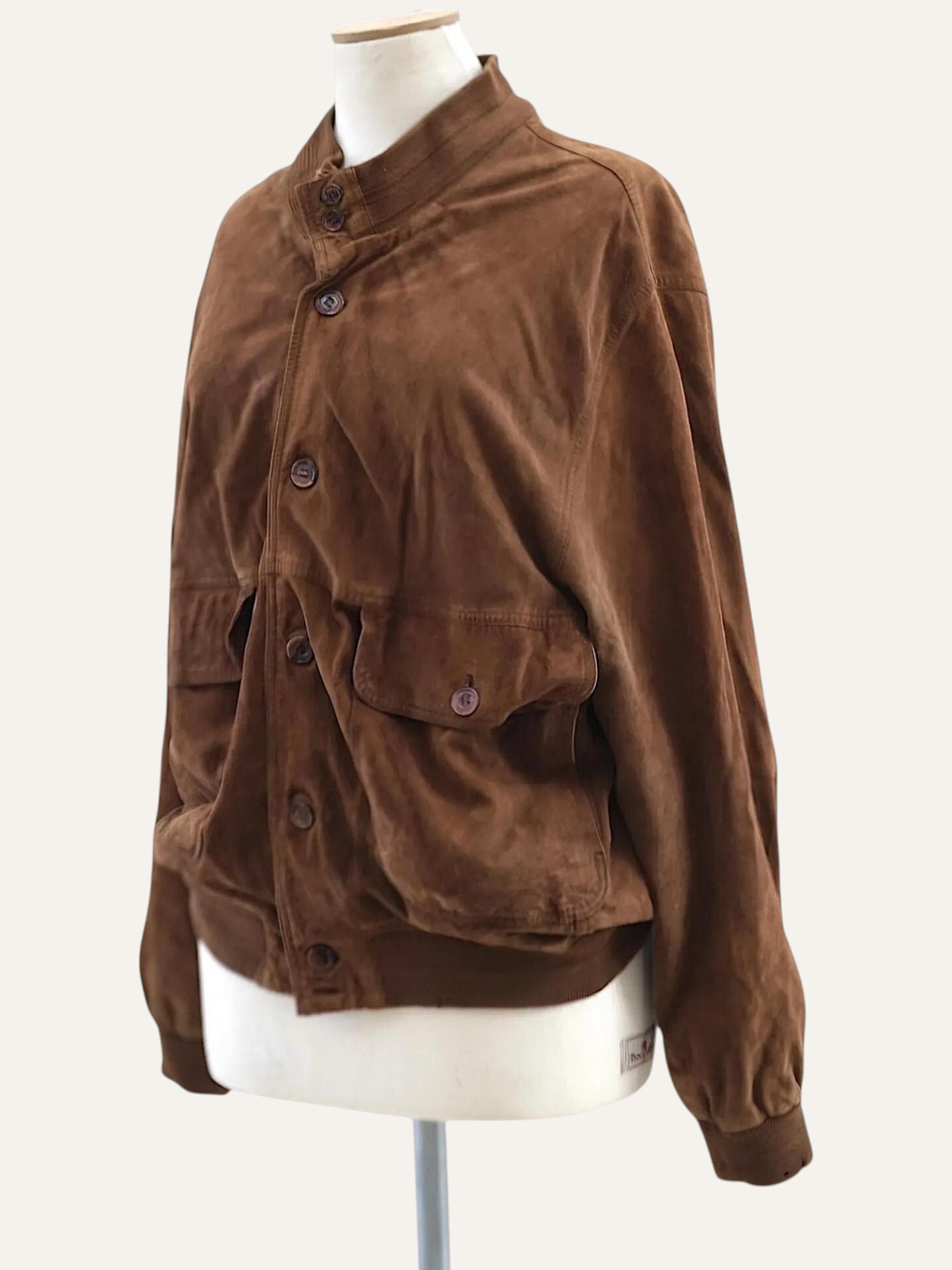 Suede Leather Field Bomber in Tobacco