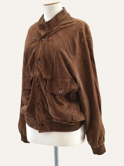 Suede Leather Field Bomber in Tobacco