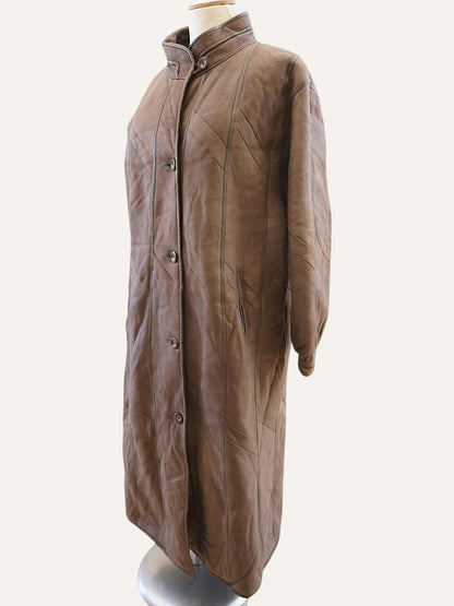 Diagonal Stitch Shearling Maxi Coat