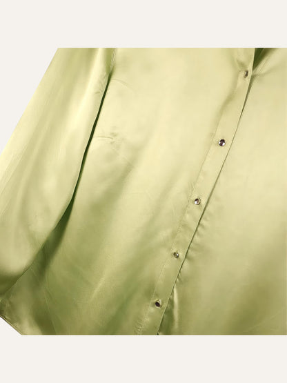 Gerry Weber Pure Silk Satin Shirt in Pistachio