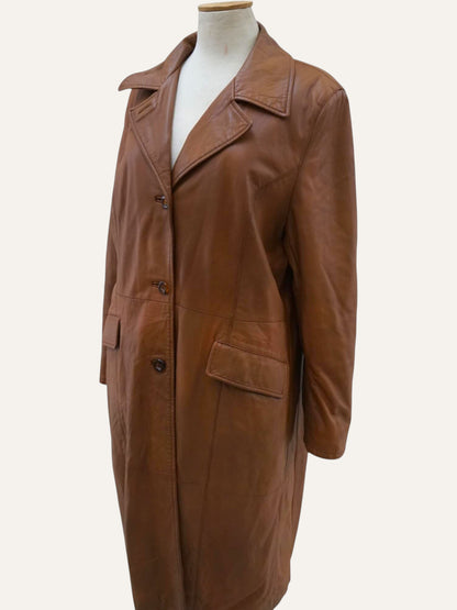 Vera Pella Leather Coat in Cognac