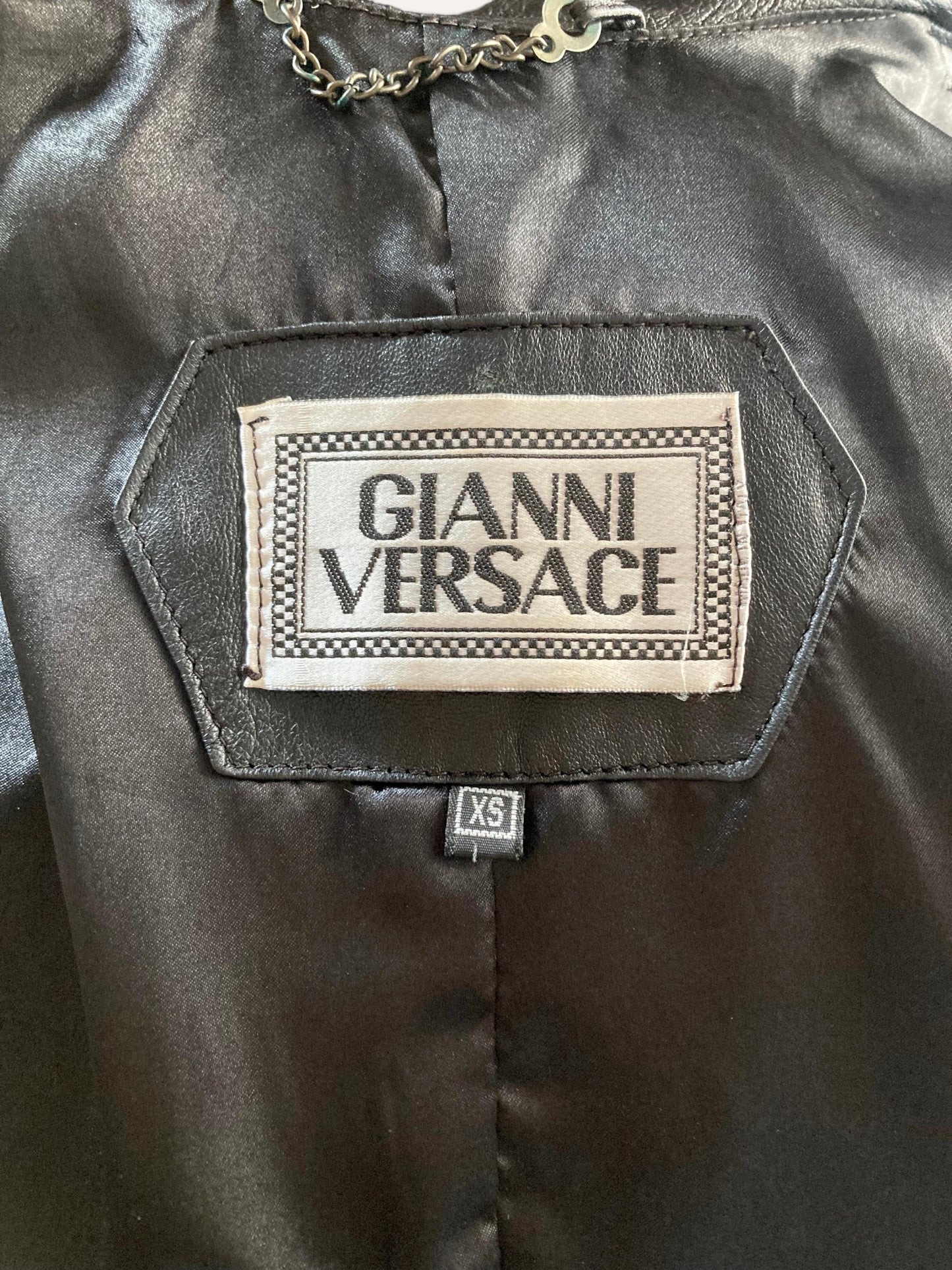 Gianni Versace Leather Sculpted Zip Jacket