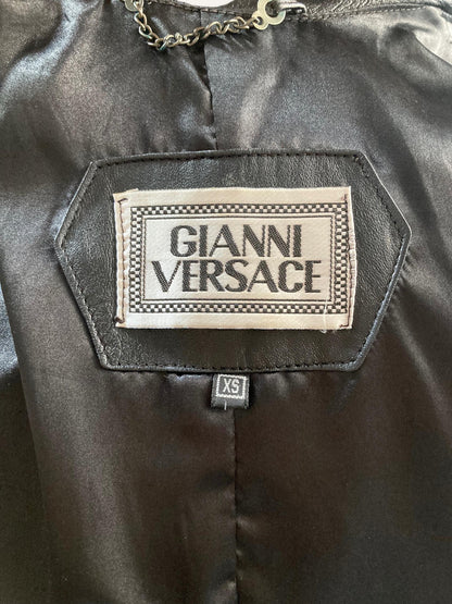 Gianni Versace Leather Sculpted Zip Jacket