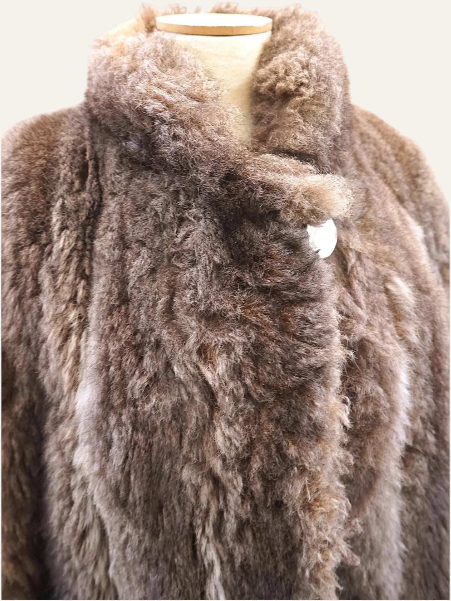 Vintage Fluffy Real Fur Coat in Mushroom