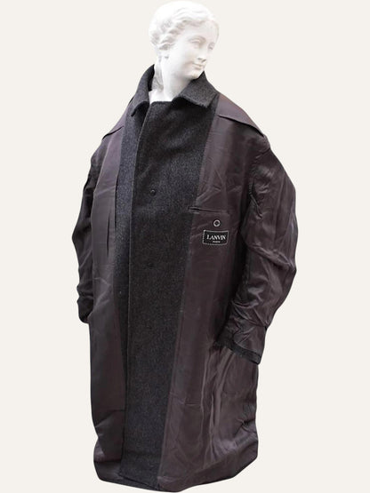 Lanvin Paris Wool Herringbone Coat