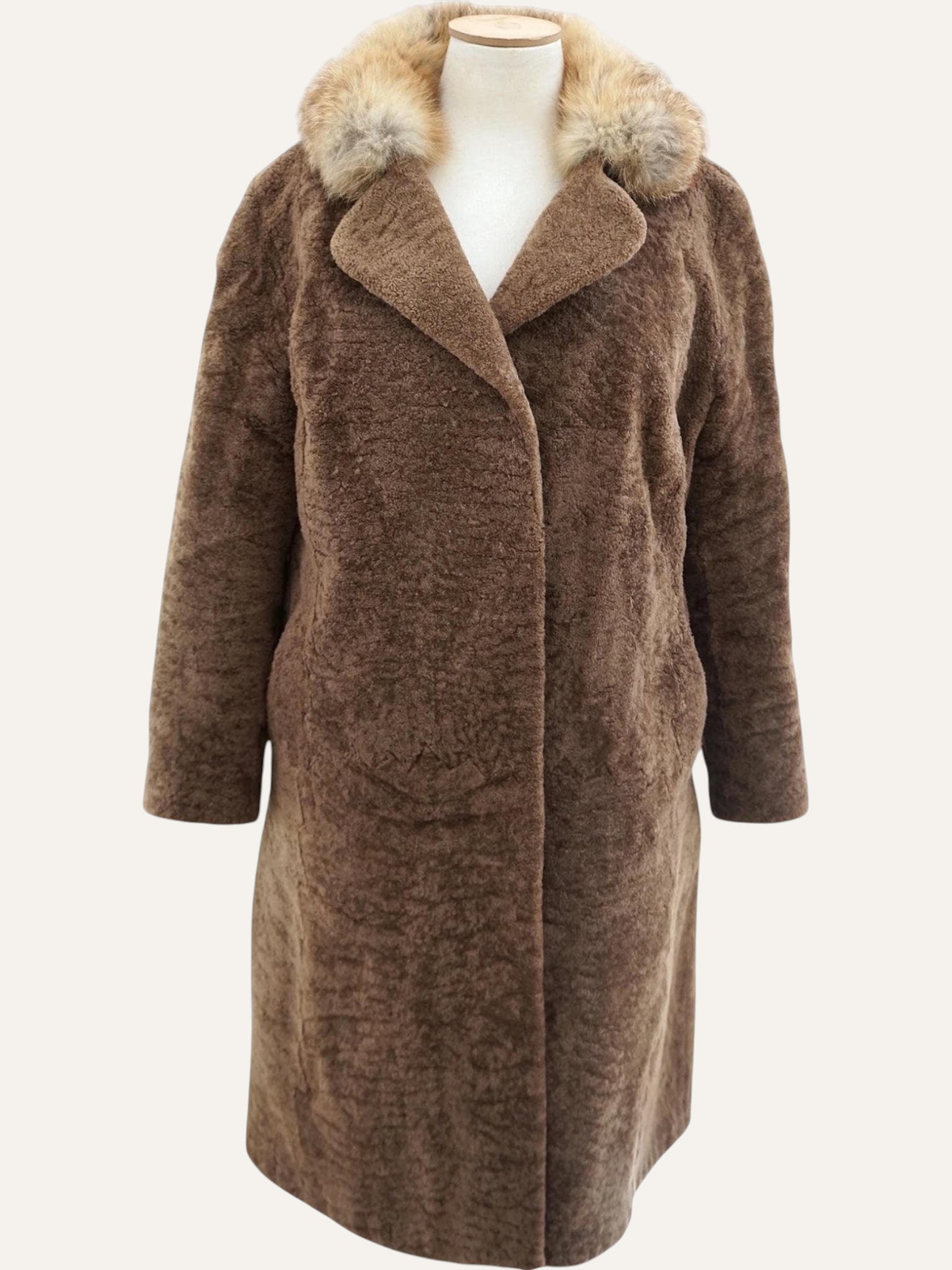 Swakara Fur Coat with Contrast Collar