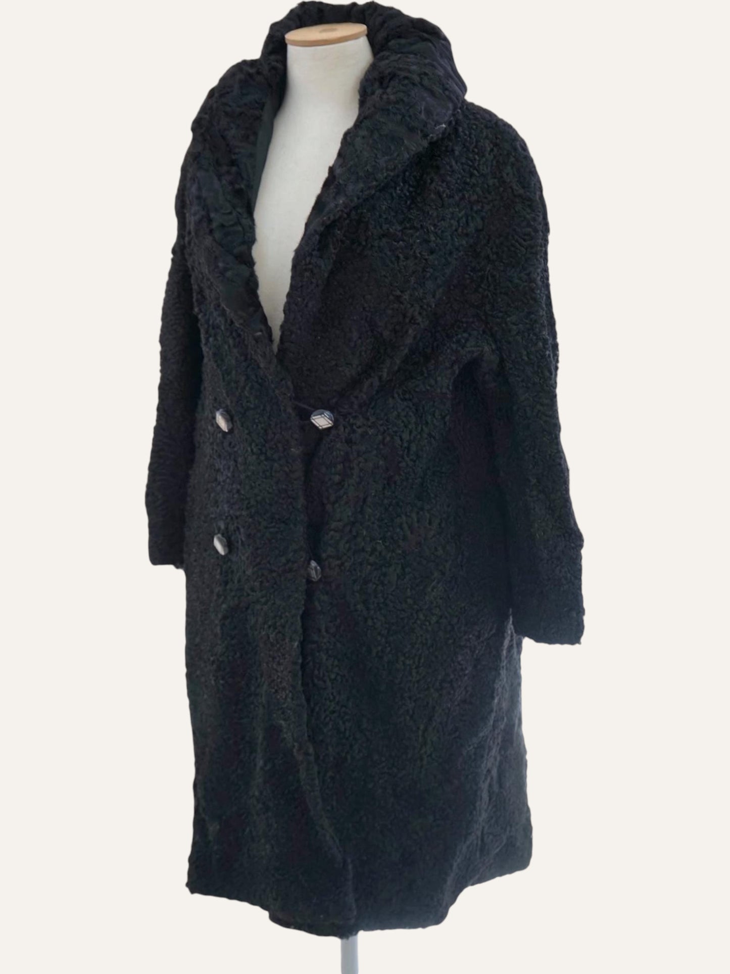 Double Breasted Swakara Karakul Fur Coat
